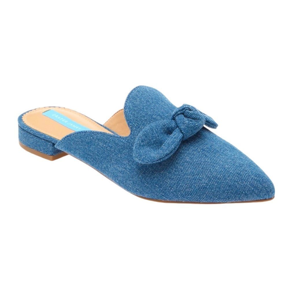 NWT DRAPER JAMES ANNALEE DENIM BOW TIE MULE WOMENS SIZE 8
